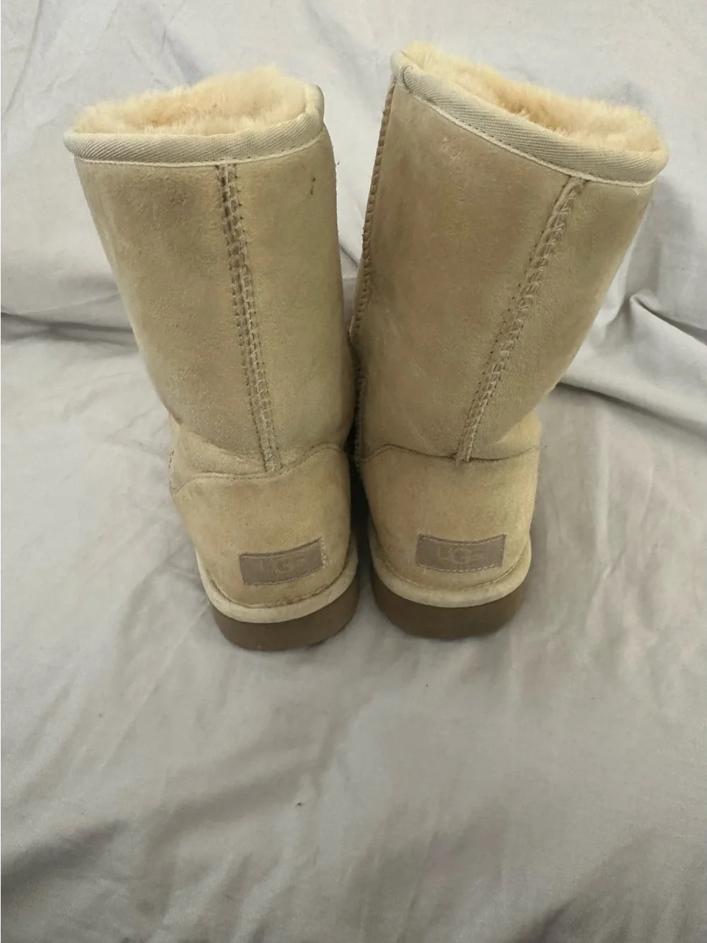 UGG Women's Short Shearling Suede Boots in Cream
